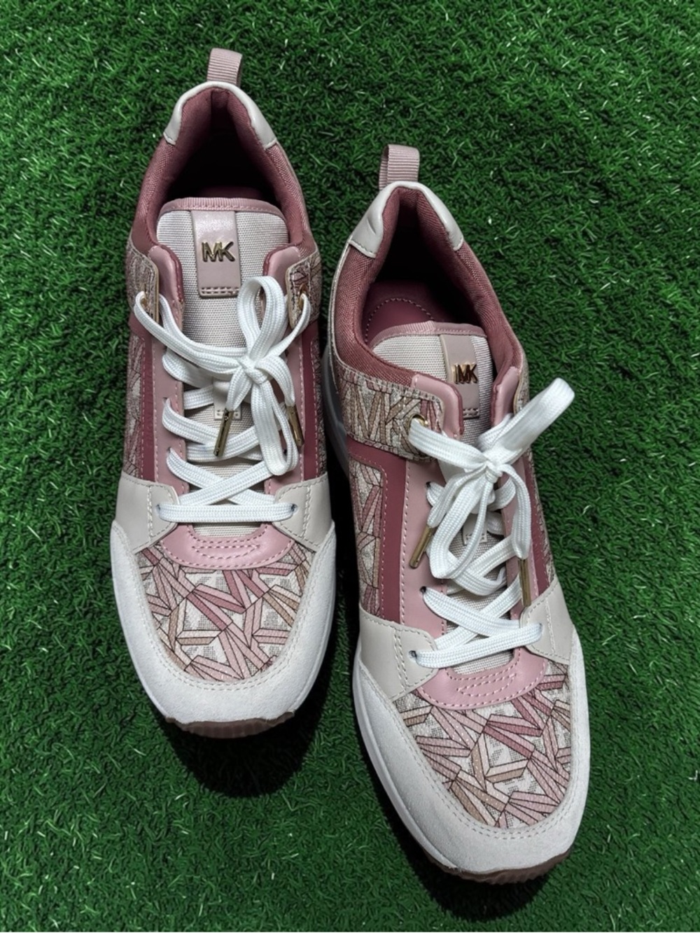 Michael Kors Pink Patterned Lace-Up Platform Sneakers - Picture 2 of 3